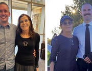 left: Yvonne Alper with Kevin Bannon (left) and with Sean Rozenberg (right)