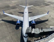 United Airlines Boeing 737 MAX at airport gate