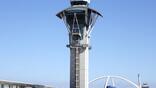 The air traffic control tower at Los Angeles International Airport.