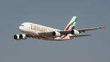 Emirates Airbus A380 in flight