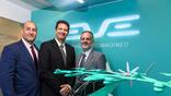 Embraer and Eve Air Mobility executives announce first simulator purchase at Singapore Airshow.