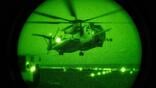 military night vision shot of a helicopter